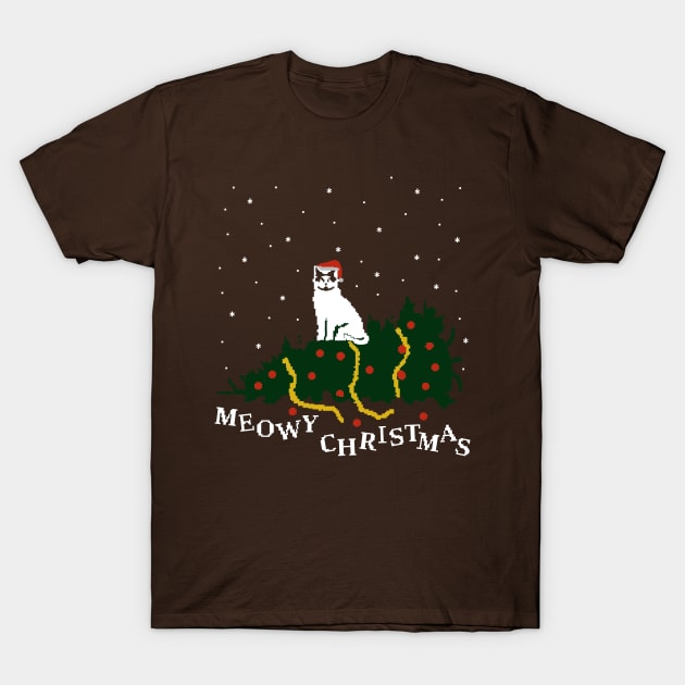 meowy christmas - cat vs. tree T-Shirt by FandomizedRose